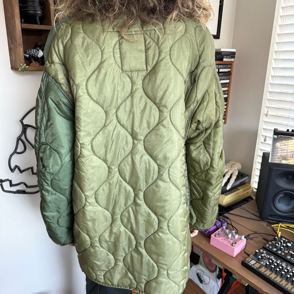 💀 SOLD 💀 Vintage 80s Military Green M-65 Extreme Cold Weather Parka Liner ~ M - Picture 6 of 8